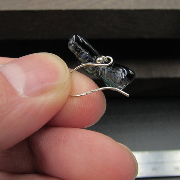 Sterling Silver Unique Glass Butterfly Earrings - Picture 4 of 6